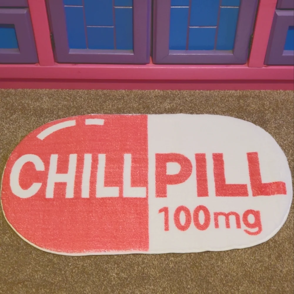 Chill Pill Pink bathroom or bedroom rug / mat.